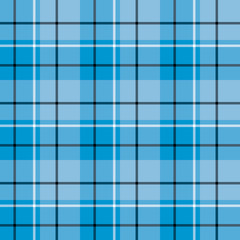 Seamless pattern in amazing creative bright blue, black and white colors for plaid, fabric, textile, clothes, tablecloth and other things. Vector image.