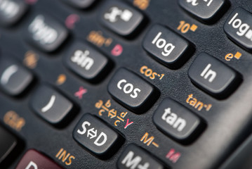 Fototapeta na wymiar Closeup of industrial calculator isolated on white