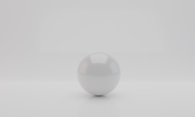 White Sphere with Reflection on white background. 3D Rendering.