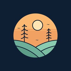 simple logo badge nature design, for t-shirt prints, patches, emblems, posters, badges and labels and other uses