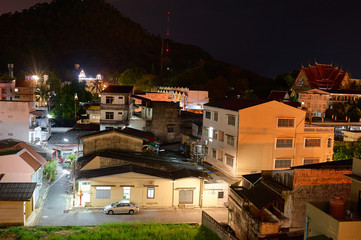 Fototapeta premium View from the roof on Phuket town, Thailand. Lights of the city.