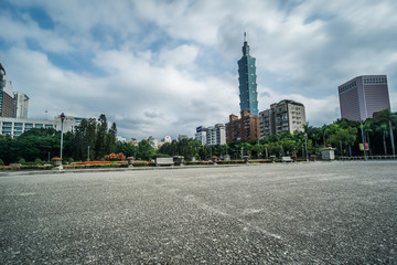 Night view of Taipei CBD, Taiwan,