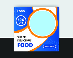 Delicious food social media post design template