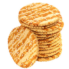 stack of biscuit cracker cookies isolated on white background