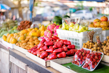 Tropical fruits on the street market.