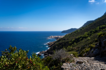 Fototapeta na wymiar One of the gorgeous hiking trails on the island of Marettimo Italy (Sicily)