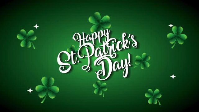 st patricks day animated card with lettering and clovers