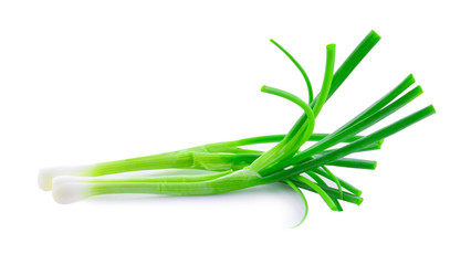 Spring onions isolated on a white background.