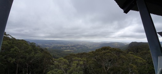 Panoramic view of mountains and valleys