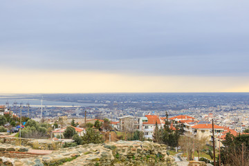 Thessaloniki city view in cloudy  from the mountain