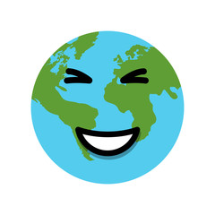 Earth globe laughs