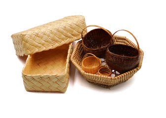 Traditional Handmade Tiny baskets in different size and Woven bamboo box or Bamboo Weave Box as...
