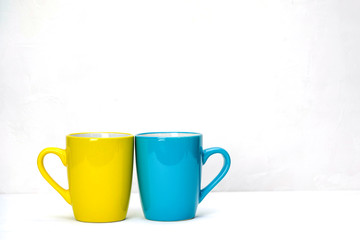 Ceramic mugs on a white background