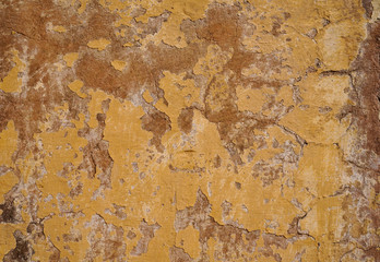 Ancient or vintage yellow wall texture of Amber fort palace , Jaipur , India