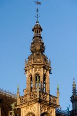 Statues on the roof of the King's House in Brussels Belgium.