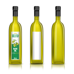 Vector olive oil bottle on white background