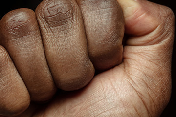 Hand. Detailed texture of human skin. Close up shot of young african-american male body. Skincare,...