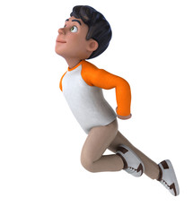 Fun 3D cartoon Asian teenager .