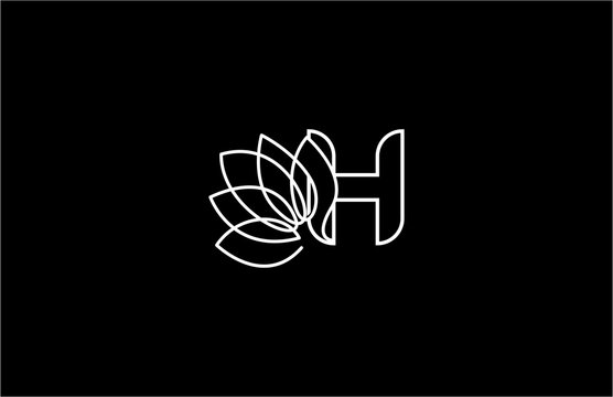 recommend clip art: Initial Letter H Linked Monogram Linear Lotus Logotype