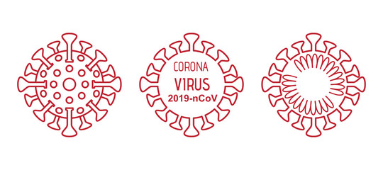 Schematic illustrations of a 2019 novel coronavirus 2019-nCov. Wuhan coronavirus icons set. Vector illustration