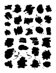 Collection of ink Brush Strokes. Set of vector Grunge Brushes. Dirty textures of banners, boxes, frames and elements.