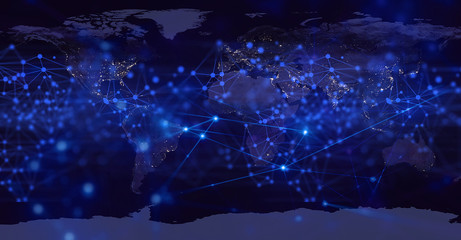 global earth with data artificial intelligence network technology internet cyber with futuristic...