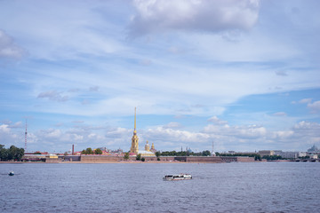 Fototapeta premium Famous landmark. Paul's and Peter's Cathedral near Neva river in Saint-Petersburg, Russia.