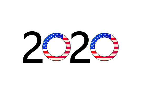 2020 United States of America Presidential Election. Vote USA. Numbers design elements for a flyer, banner or poster with the color of national flag. Vector illustration.