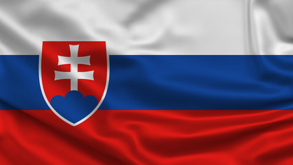 Waving flag. Silk texture. 3d Illustration.