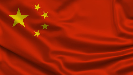 Waving flag. Silk texture. 3d Illustration.