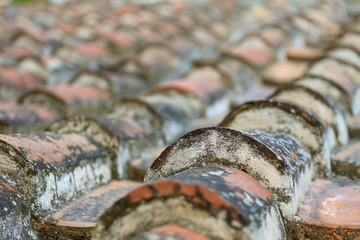 ancient roof of tiles in greece