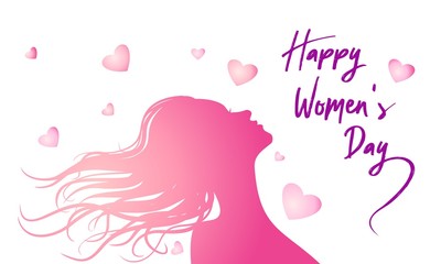 vector illustration of international women's day with flowers and hearts