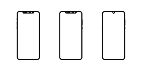 set of mobile phone screen vector isolated icons