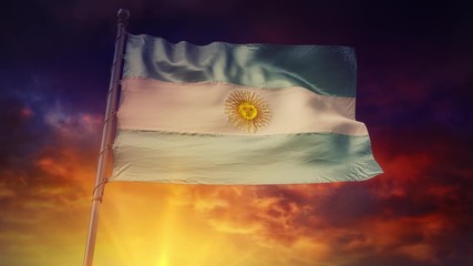Flag Argentina AR 4k loop - Powered by Adobe