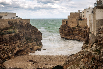 Stormy sea in Polignano a Mare, Italy