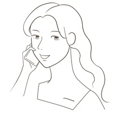 Woman with long hair having cellphone