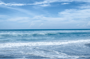 Fototapeta premium Blue ocean and blue sky. Natural background. Blue color