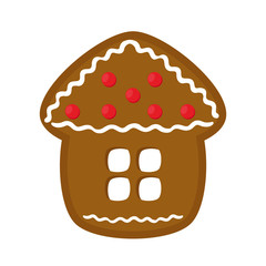 Vector Christmas ginger cookie - house with icing, topping. Gingerbread