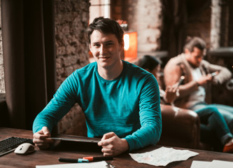 Colleagues Freelancers Work In Cozy Coworking Space.
