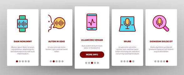 Voice Control Command Onboarding Icons Set Vector. Laptop And Smartphone, Smart Home And Assistant Voice Control Illustrations
