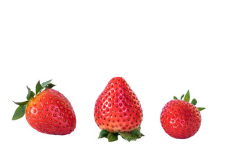 Large ripe strawberries isolated on white background