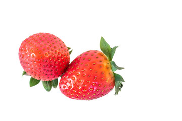 Large ripe strawberries isolated on white background