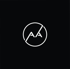 Outstanding professional elegant trendy awesome artistic black and white color AA initial based Alphabet icon logo.
