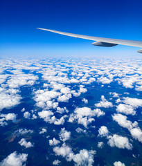 Airplane wing in flight