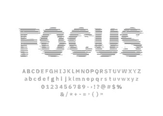 Glitched Alphabet Focus line Distorded text effect Letters, Numbers and Symbols