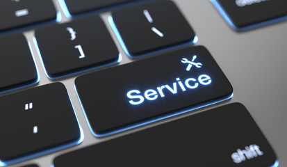 Service text written on keyboard button. Customer service concept.