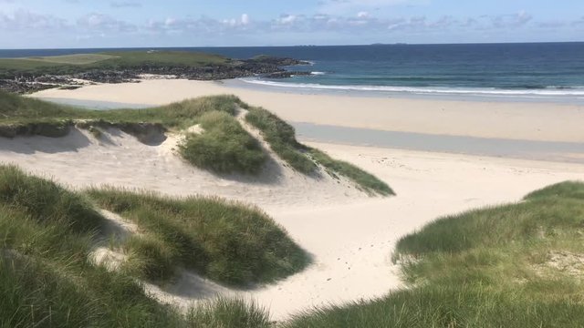 High Wind And Sand Dunes At North Uist Beaches In Scotland