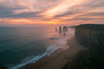 Fototapeta na wymiar Sunset at Twelve Apostels Great Ocean Road Australia