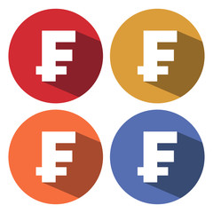 Obraz premium symbol of swiss franc currency with long shadow on colours background. financial flat vector illustration easy to edit and customize. eps 10