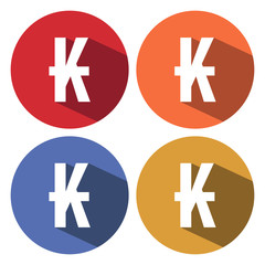 Obraz premium LAOS banking currency symbol, kip vector icon with long shadow .